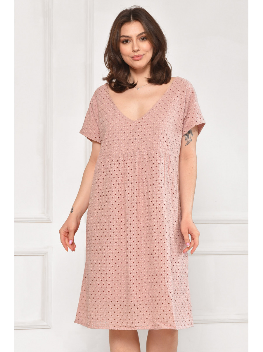 Сарафан женский полубатальный светло-розового цвета 6055 211984C