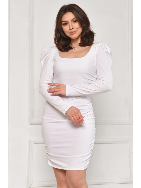 Платье женское однотонное белого цвета 6076 211993C