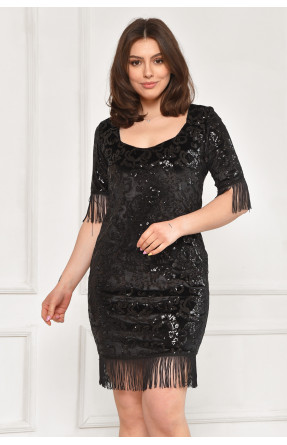 Платье женское черного цвета с пайетками 6038 211994C