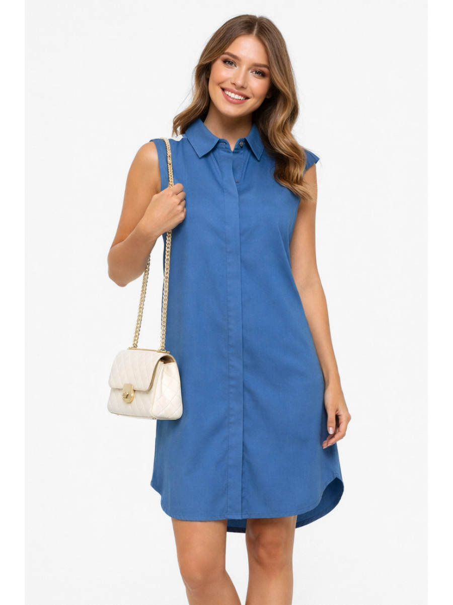 Сукня жіноча однотонна синього кольору 6027 211998C
