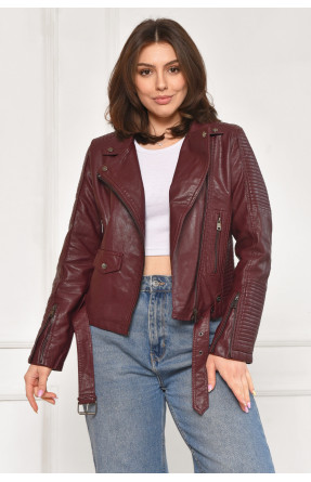 Куртка-косуха женская из экокожи бордового цвета 1708 212013C
