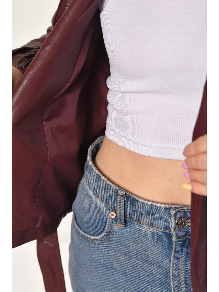 Куртка-косуха женская из экокожи бордового цвета 1708 212013C