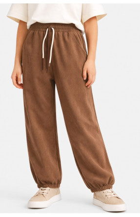 Штаны детские вельветовые для девочки коричневого цвета 311 212016C