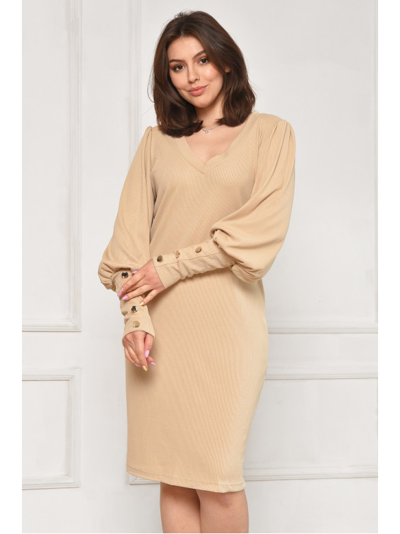 Платье женское однотонное бежевого цвета 6099 212022C
