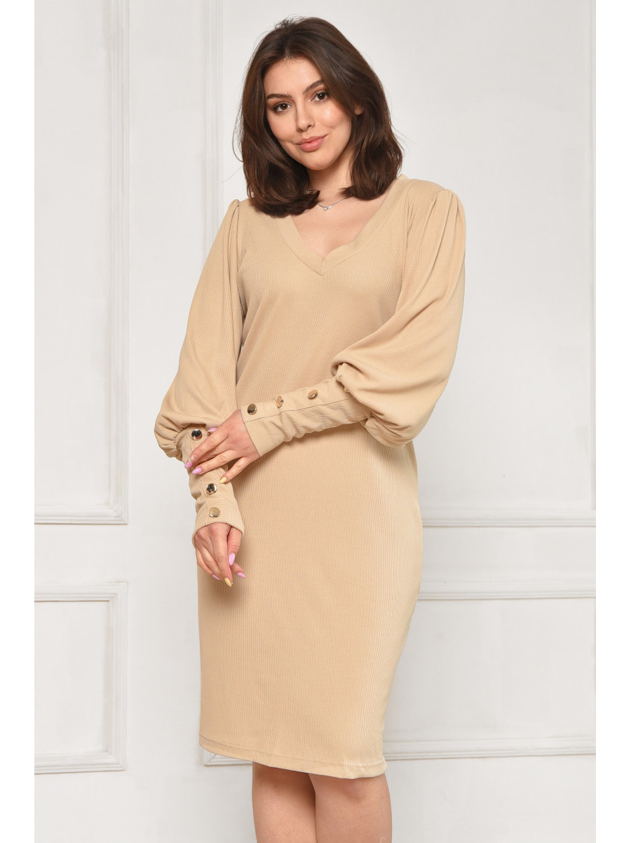 Платье женское однотонное бежевого цвета 6099 212022C