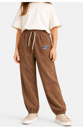 Штаны детские вельветовые для девочки коричневого цвета 312-2 212026C