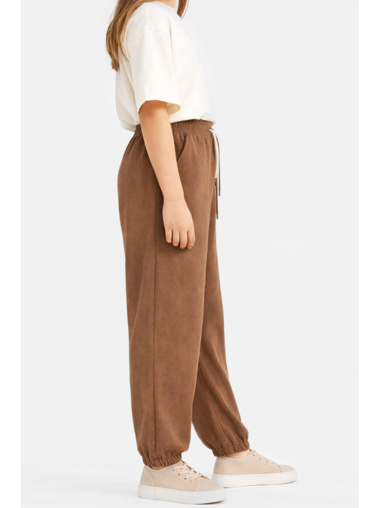 Штаны детские вельветовые для девочки коричневого цвета 312-2 212026C