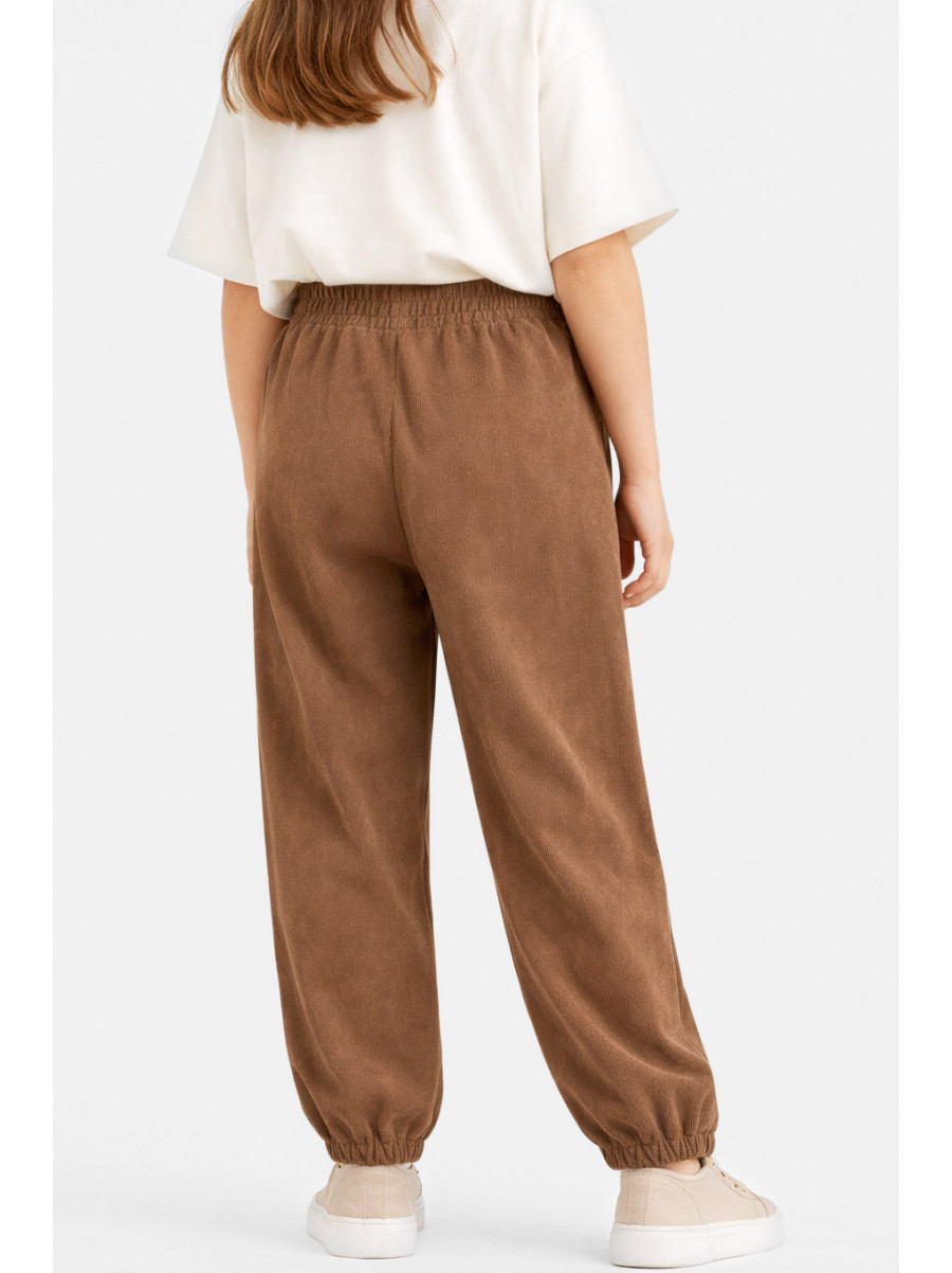 Штаны детские вельветовые для девочки коричневого цвета 312-2 212026C