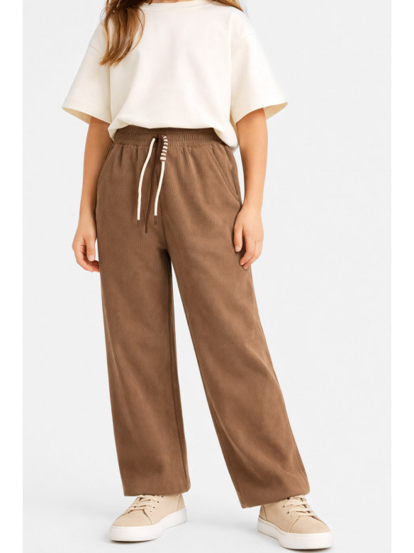 Штани дитячі вельветові для дівчинки коричневого кольору 312 212028C