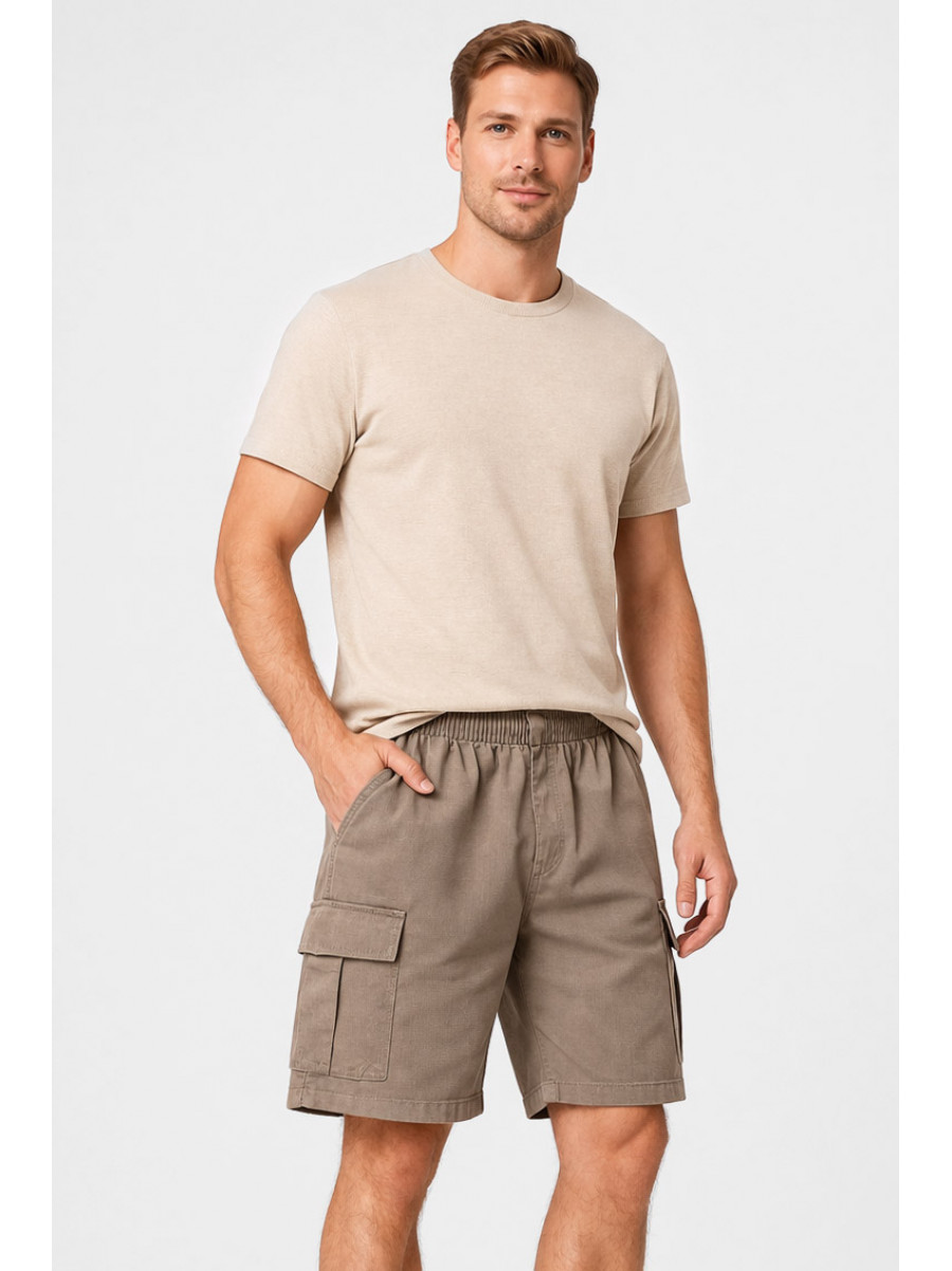 Шорти чоловічі однотонні бежевого кольору 2101 212042C