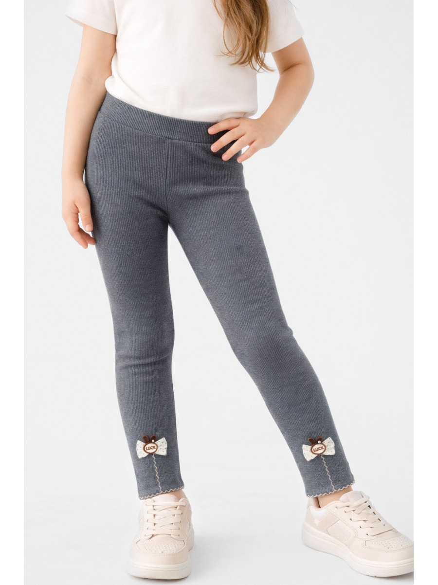 Лосини дитячі трикотажні для дівчинки темно-сірого кольору 401-1 212047C