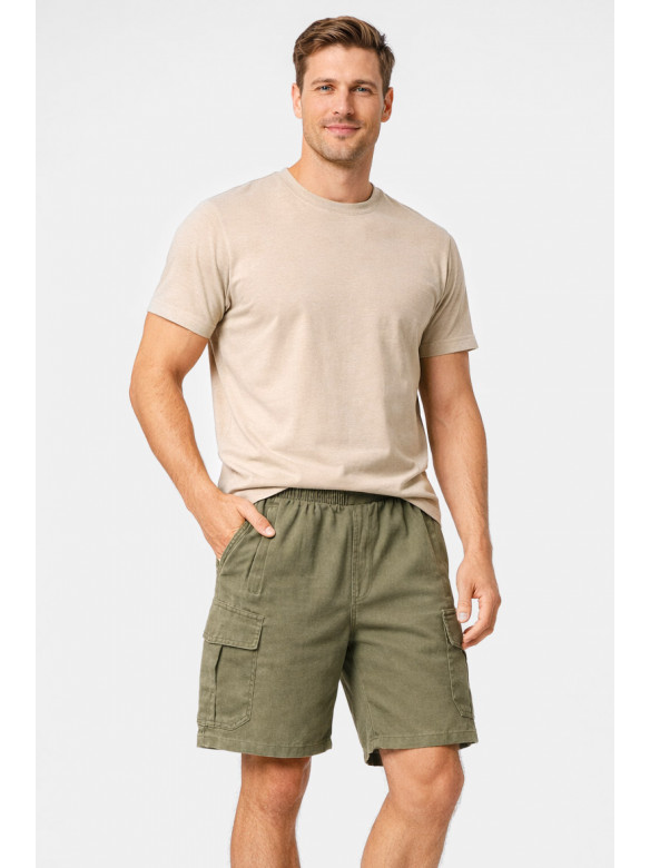 Шорти чоловічі однотонні  кольору хакі 2101 212048C