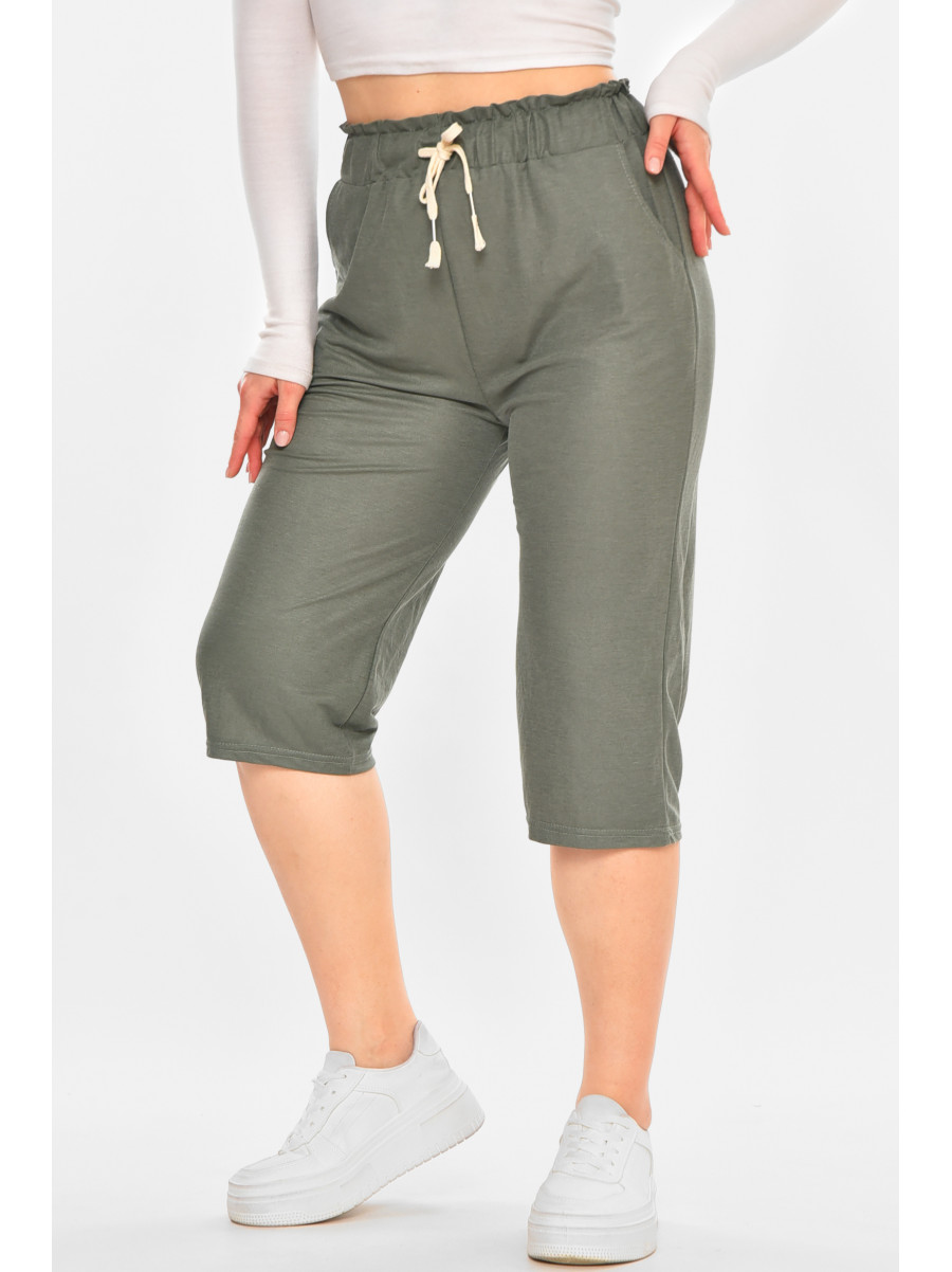 Бриджи женские однотонные зеленого цвета 780-3 212062C