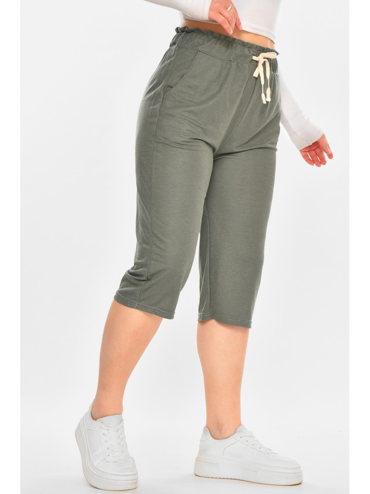 Бриджи женские однотонные зеленого цвета 780-3 212062C