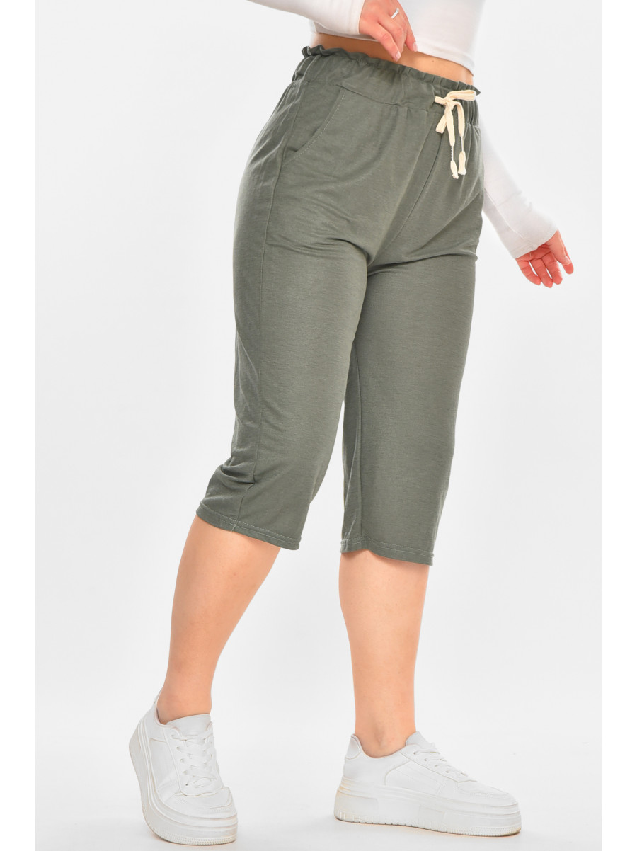 Бриджи женские однотонные зеленого цвета 780-3 212062C