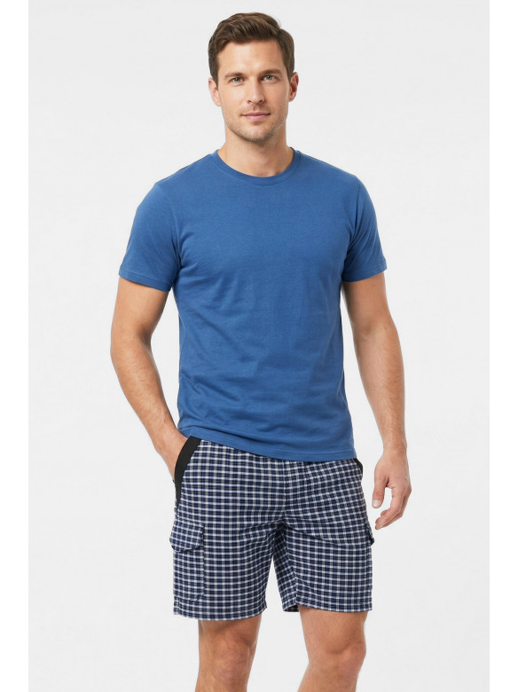 Шорти чоловічі темно-синього кольору з принтом P27 212067C