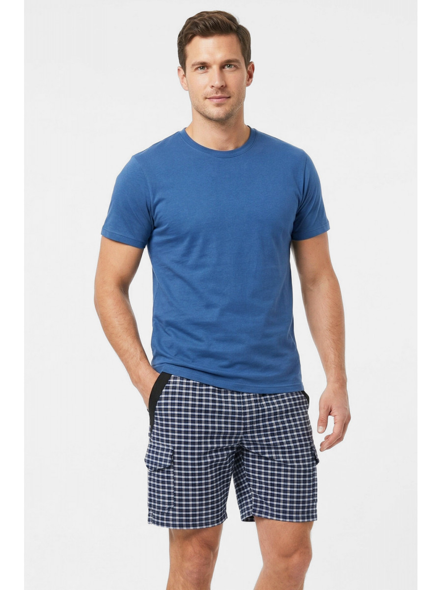 Шорти чоловічі темно-синього кольору з принтом P27 212067C