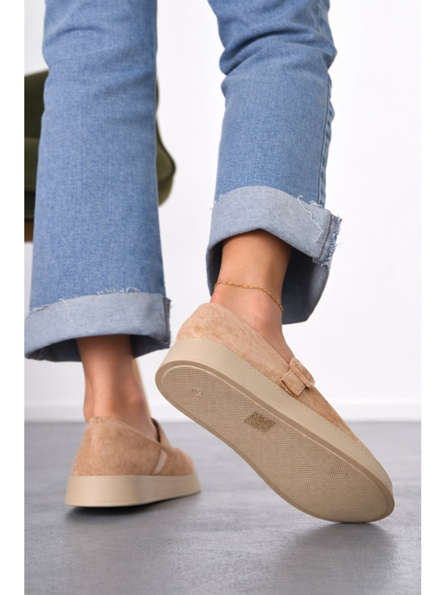 Лоферы женские бежевого цвета Е396-6 212068C