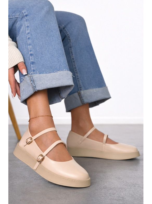 Лоферы женские светло-бежевого цвета Е370-3 212069C