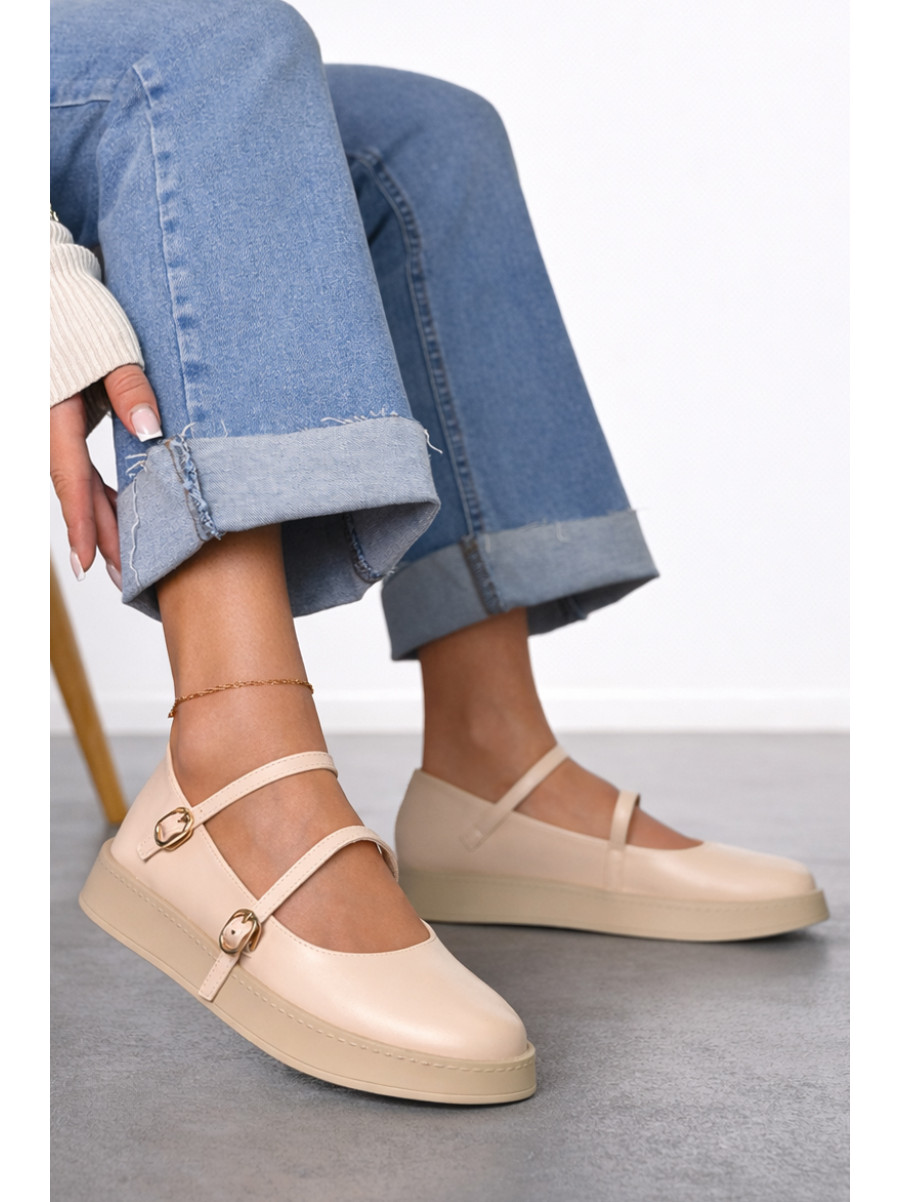Лоферы женские светло-бежевого цвета Е370-3 212069C