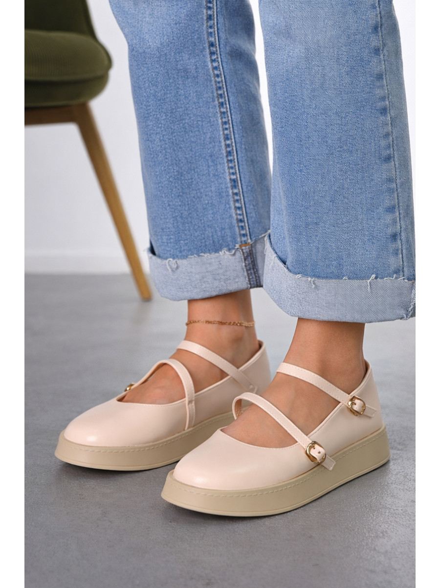 Лоферы женские светло-бежевого цвета Е370-3 212069C