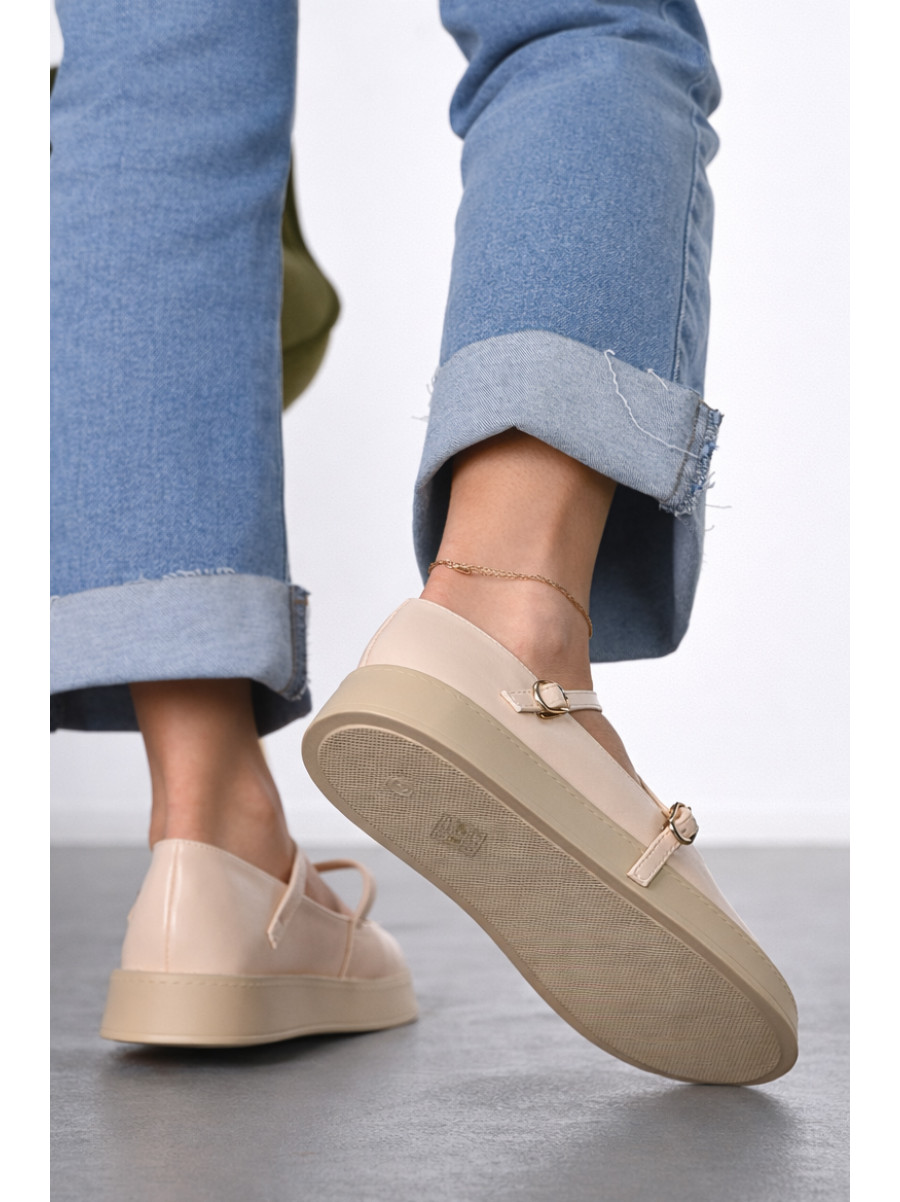 Лоферы женские светло-бежевого цвета Е370-3 212069C