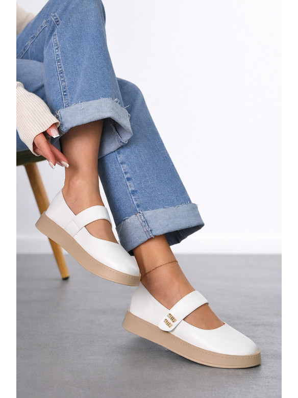 Лоферы женские белого цвета Е369-6 212071C