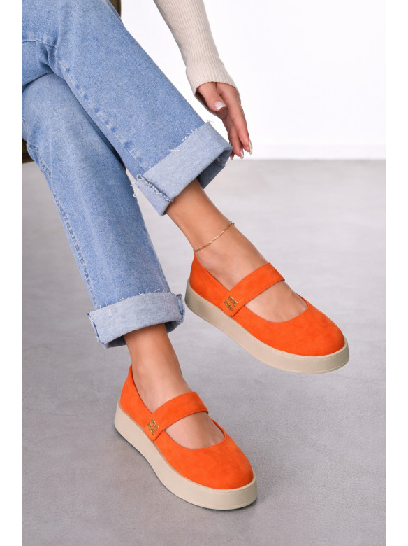 Лоферы женские оранжевого цвета Е369-10 212073C