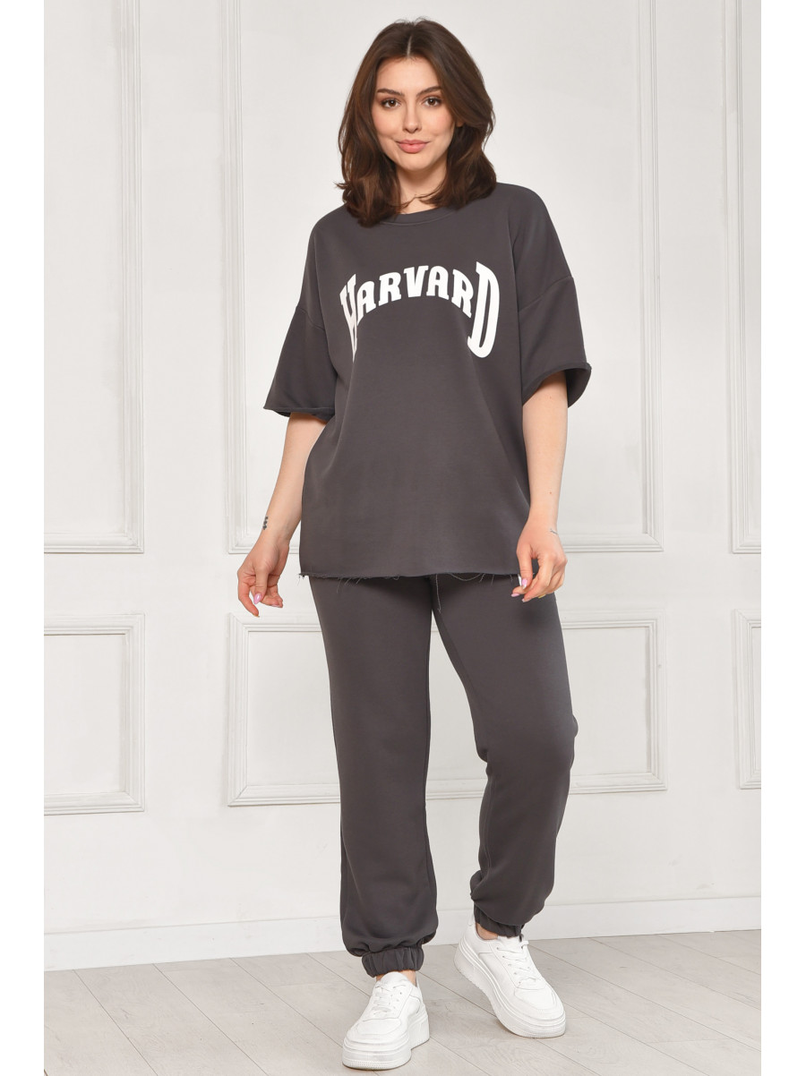 Спортивный костюм женский однотонный тёмно-серого цвета 2306 212075C