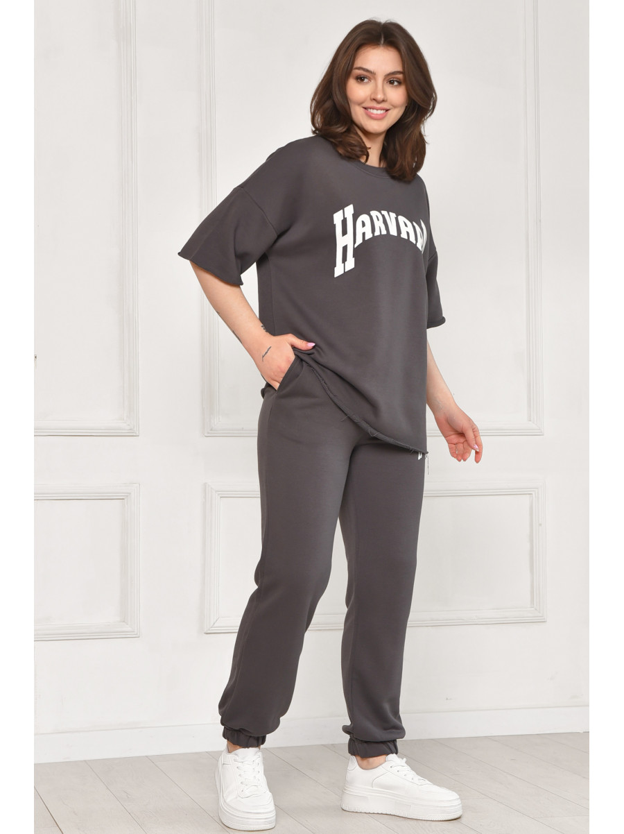Спортивный костюм женский однотонный тёмно-серого цвета 2306 212075C
