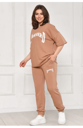 Спортивный костюм женский однотонный бежевого цвета 2306 212077C