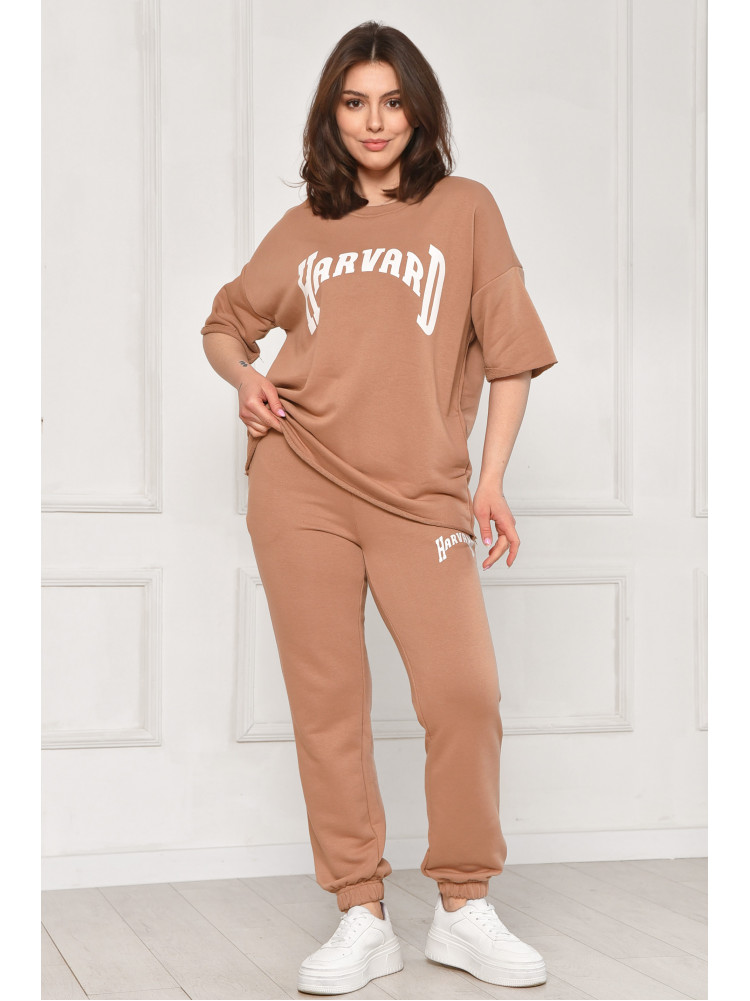 Спортивный костюм женский однотонный бежевого цвета 2306 212077C