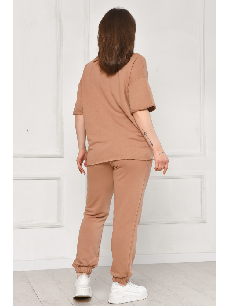 Спортивный костюм женский однотонный бежевого цвета 2306 212077C