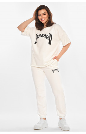 Спортивный костюм женский однотонный белого цвета 2306 212078C