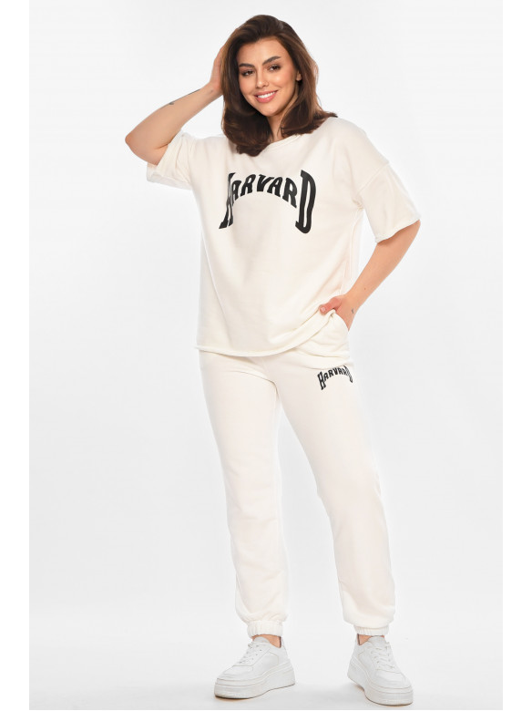 Спортивный костюм женский однотонный белого цвета 2306 212078C