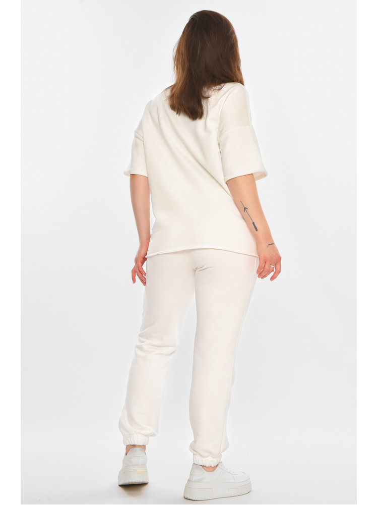 Спортивный костюм женский однотонный белого цвета 2306 212078C