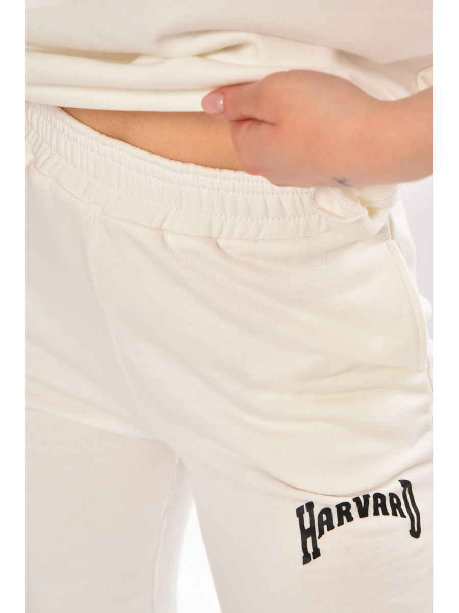 Спортивный костюм женский однотонный белого цвета 2306 212078C