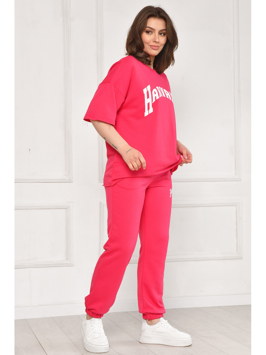 Спортивный костюм женский однотонный малинового цвета 2306 212079C
