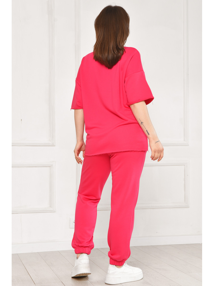 Спортивный костюм женский однотонный малинового цвета 2306 212079C