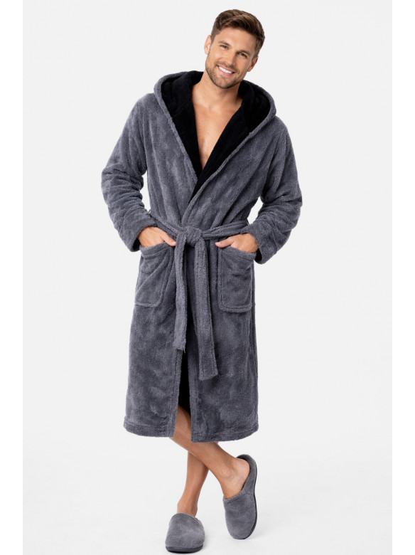 Халат чоловічий махровий темно-сірого кольору 212100C