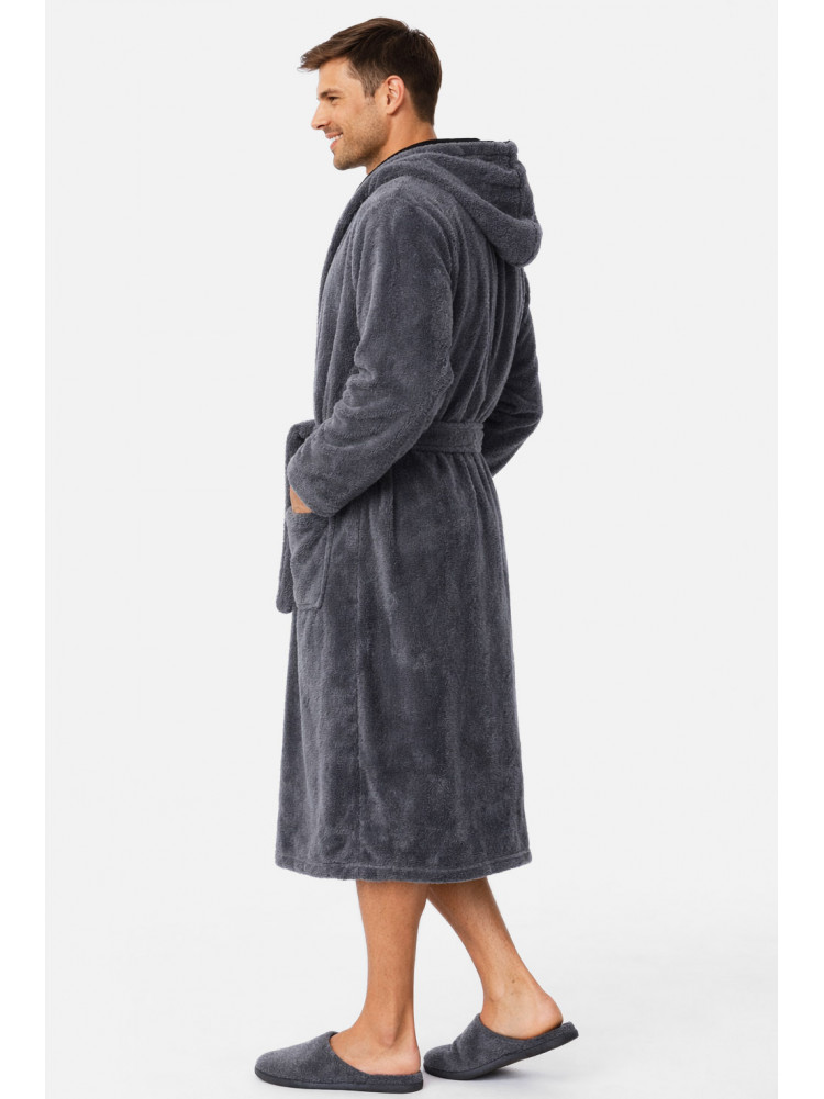 Халат чоловічий махровий темно-сірого кольору 212100C