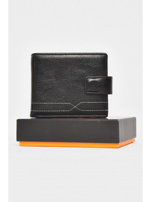 Гаманець чоловічий із екошкіри чорного кольору 208-3 212112C