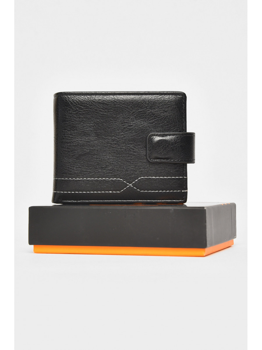 Гаманець чоловічий із екошкіри чорного кольору 208-3 212112C
