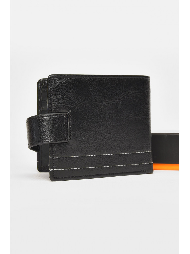 Гаманець чоловічий із екошкіри чорного кольору 208-3 212112C