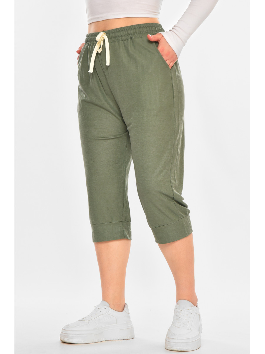 Бриджи женские батальные зеленого цвета 780-2 212121C