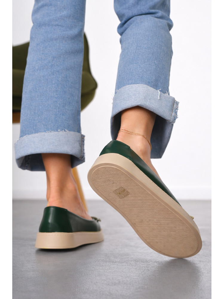 Лоферы женские темно-зеленого цвета Е371-5 212130C