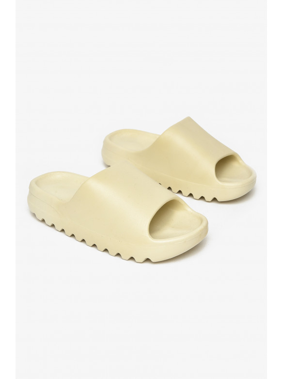 Шлепанцы резиновые женские бежевого цвета 9017-3 212140C