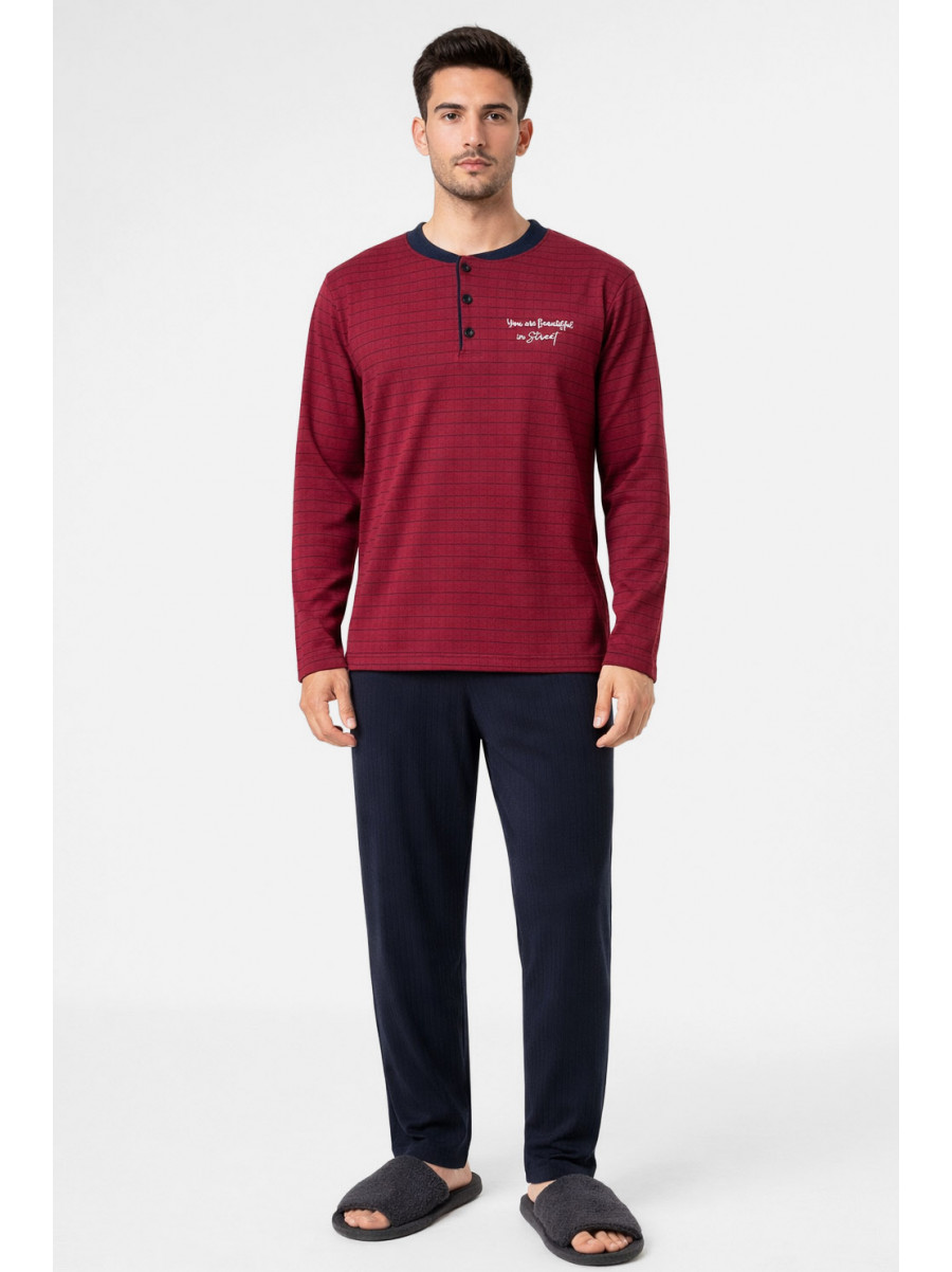 Пижама мужская бордового цвета с принтом 7513 212147C