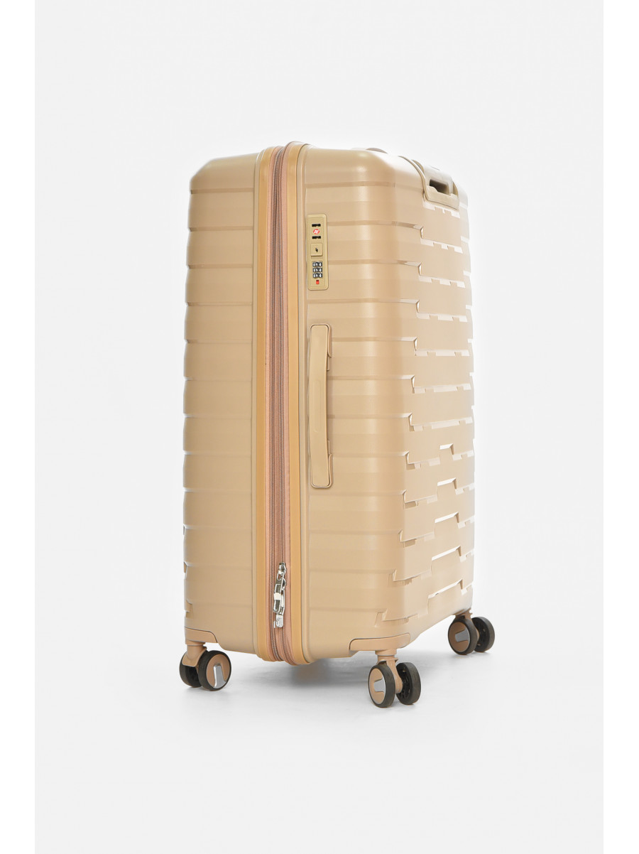 Чемодан дорожный на 4 колесах бежевого цвета 92л 212153C