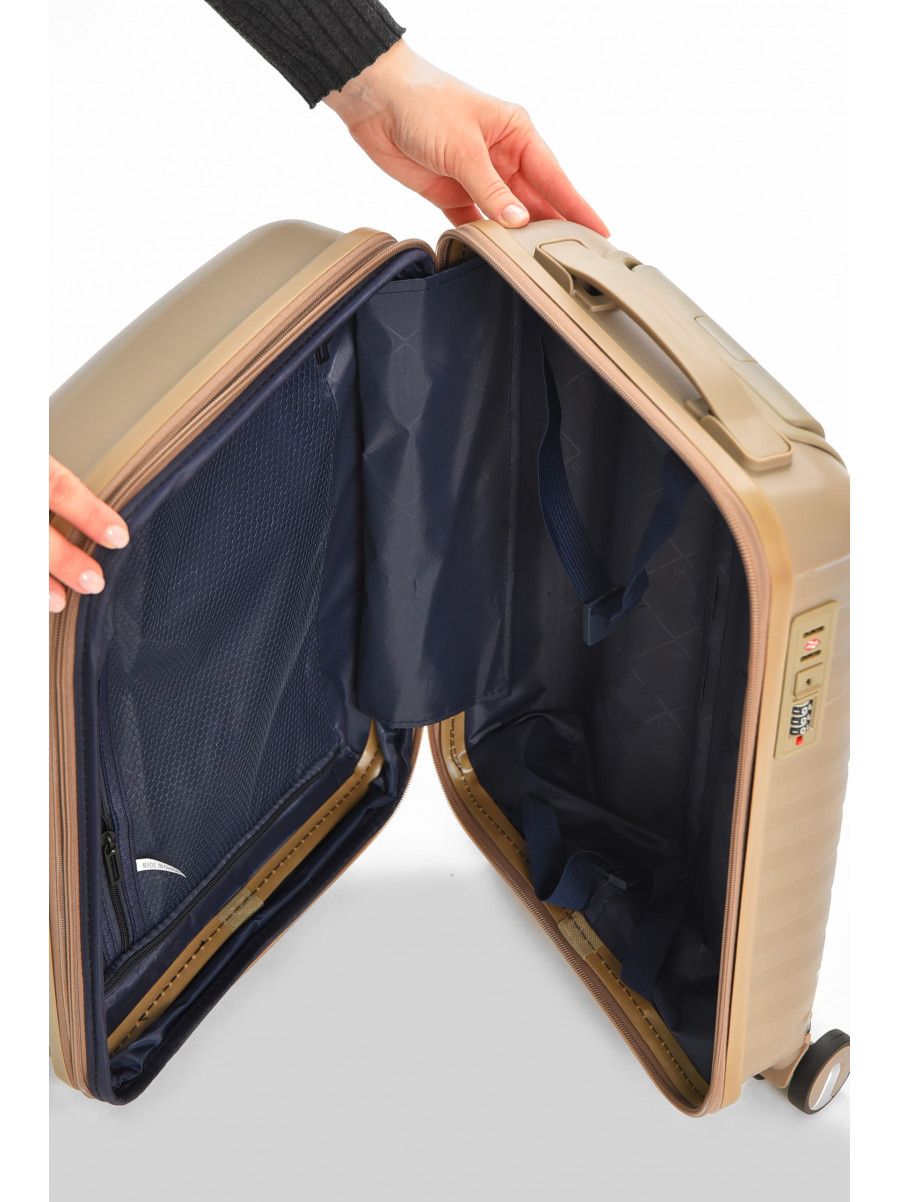 Чемодан дорожный на 4 колесах бежевого цвета 23л 212156C